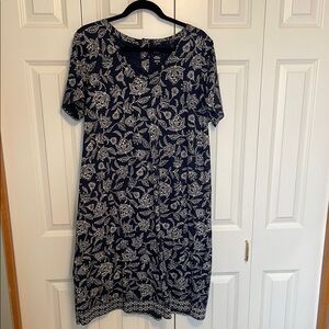 J. Jill (Pure Jill) NWOT Navy and White Floral Dress.